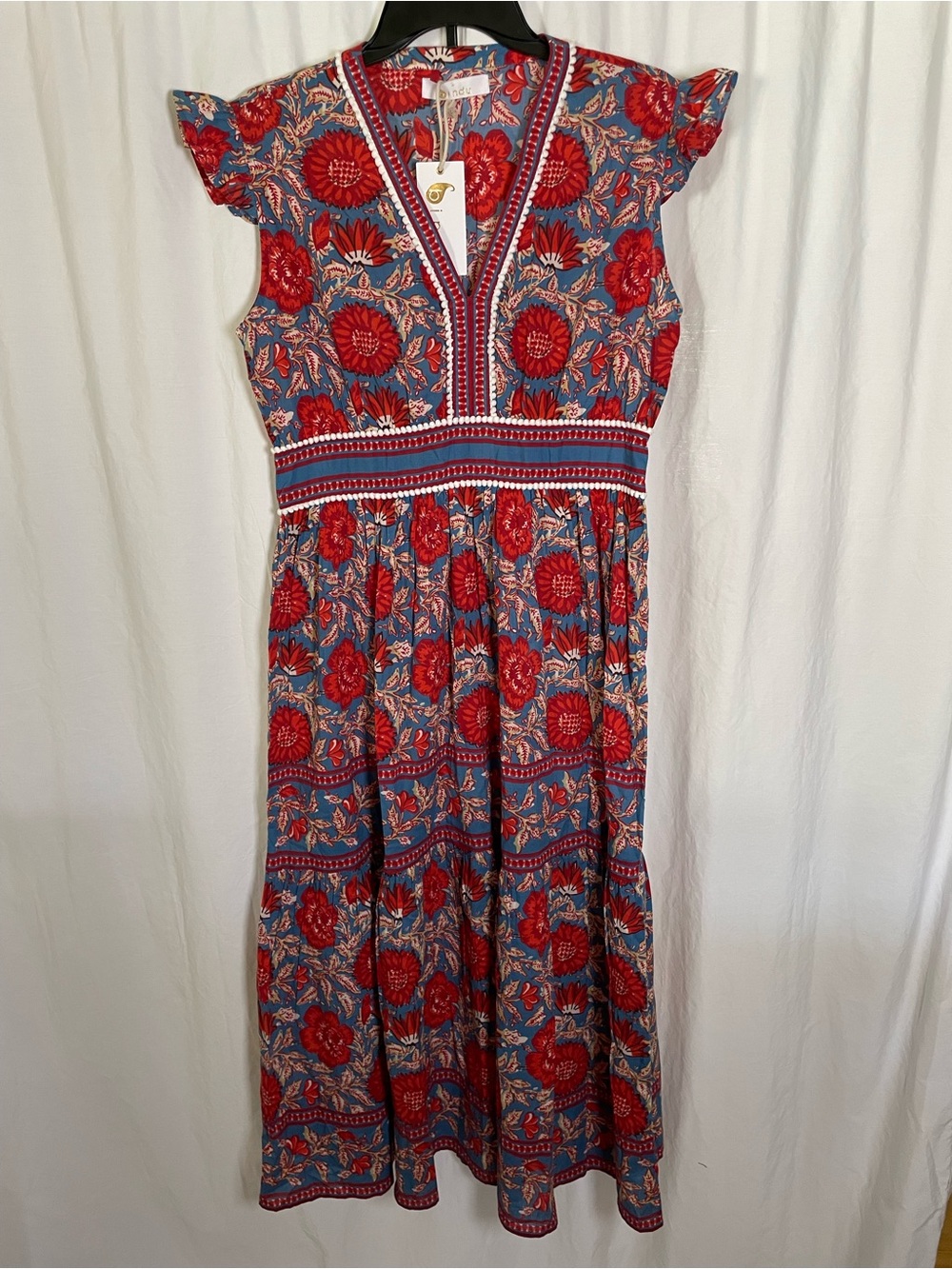 NWT Bindu Celine Block Print Midi/Maxi Dress - Size Large